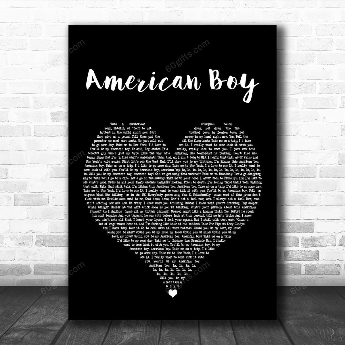 Estelle (feat. Kanye West) American Boy Black Heart Decorative Art Gift Song Lyric Print Canvas Print Frames