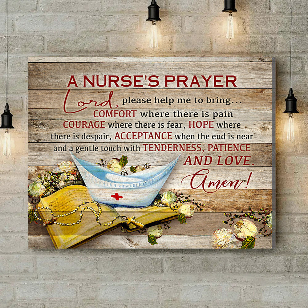 Office Sign, Office Desk Decor, Office Space Sign, Coworker Gift A Nurse's Prayer Canvas Print Office Decor