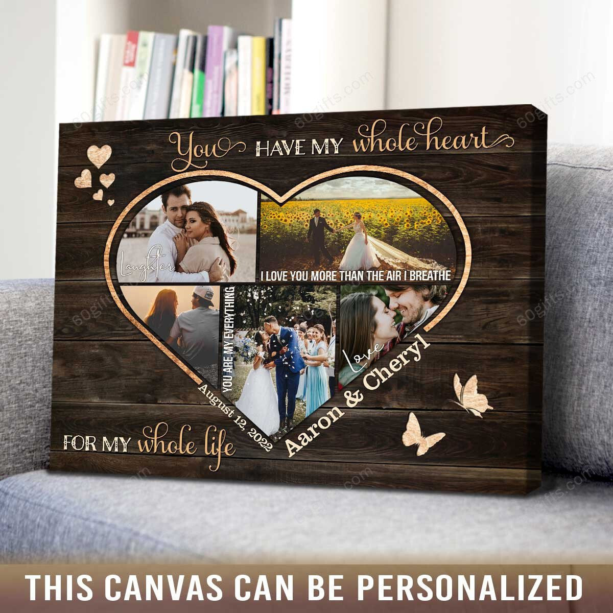 Customized Marriage Collage Photo, Happy Wedding Anniversary Gifts From Husband Personalized Canvas Print Frames