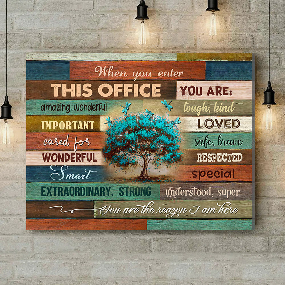 Office Sign, Office Desk Decor, Office Space Sign, Coworker Gift Dragonfly When You Enter This Office Canvas Print Office Decor