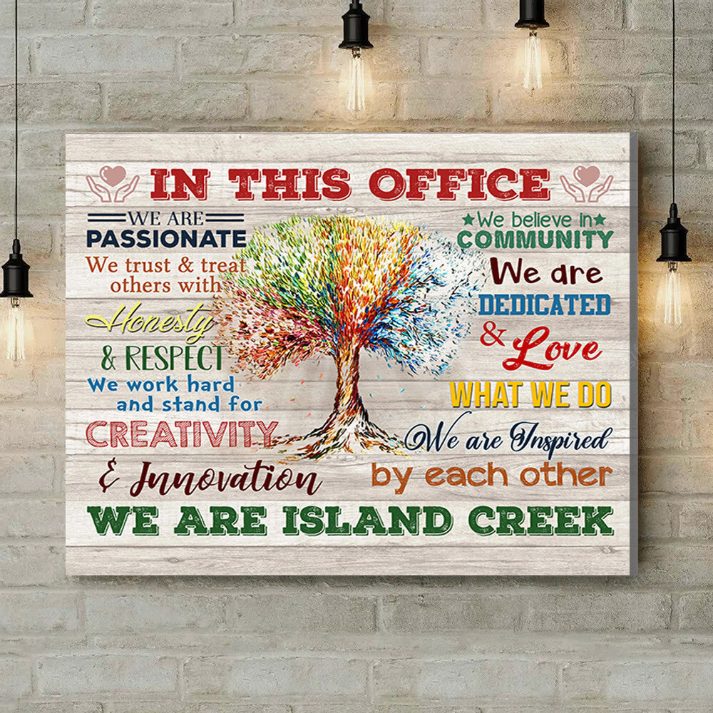 Office Sign, Office Desk Decor, Office Space Sign, Coworker Gift In This Office We are Island Creek Canvas Print Office Decor