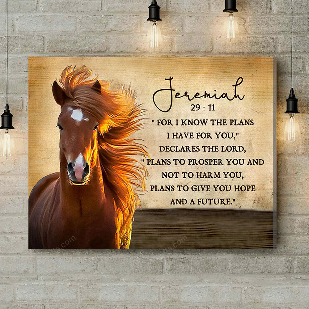 Inspirational & Motivational Housewarming Gift Jeremiah 29:11 For I Know Horse Canvas Print Farmhouse Decor