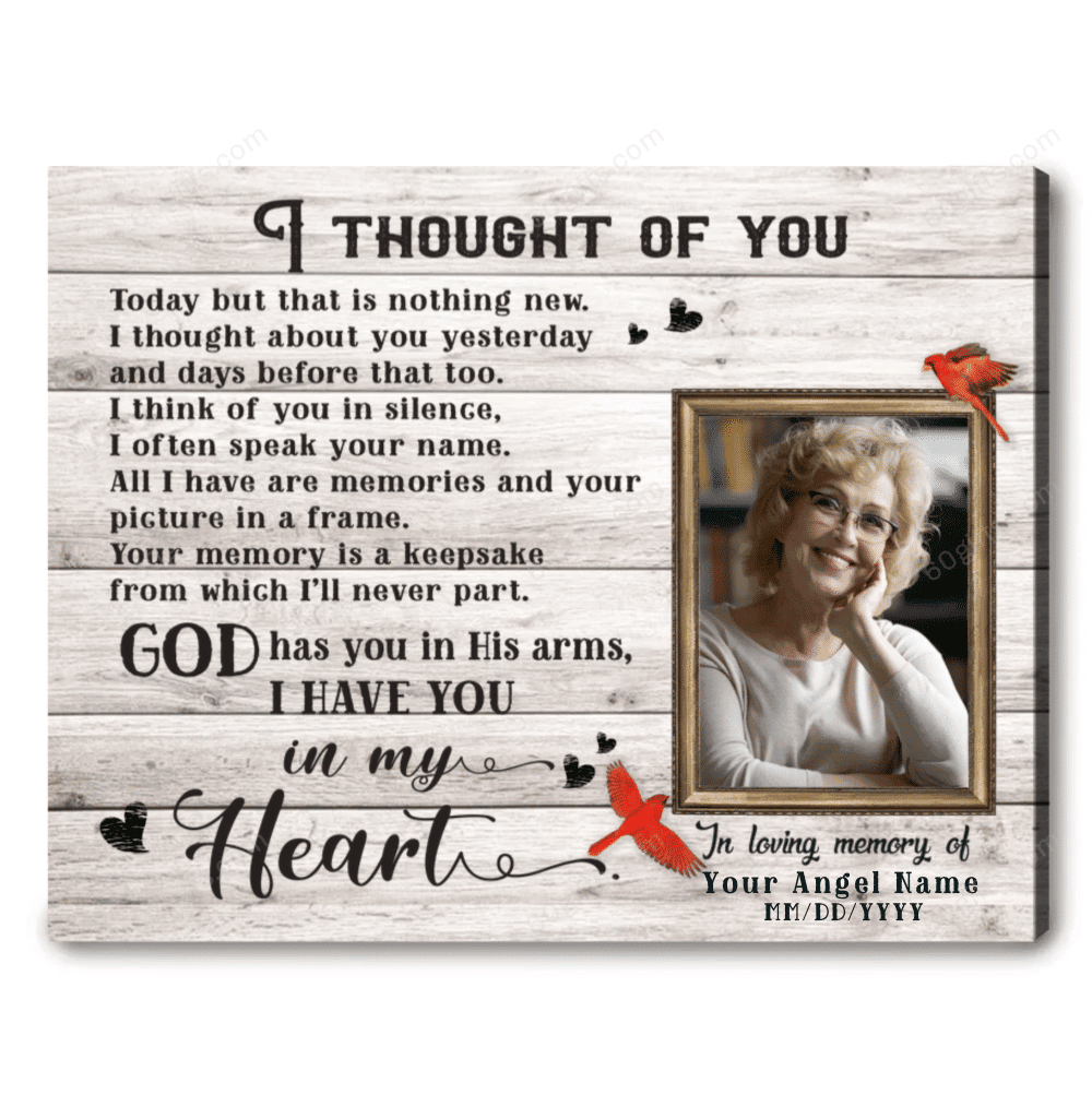 Personalized Photo Housewarming Gifts I Thought Of You Customized Memorial Decor Cardinal Canvas Print