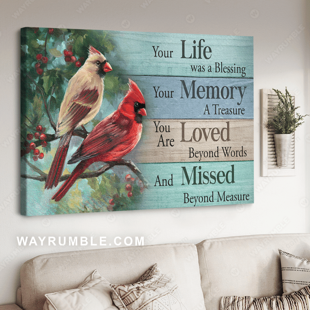 Housewarming Gifts You Life Was A Blessing Cardinal Christian Decor Canvas Print Frames