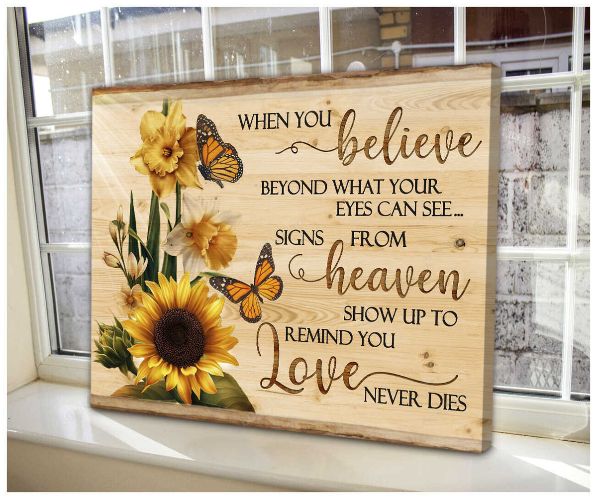 Personalized Name Housewarming Gifts Love Never Dies Butterfly Customized Memorial Decor Canvas Print