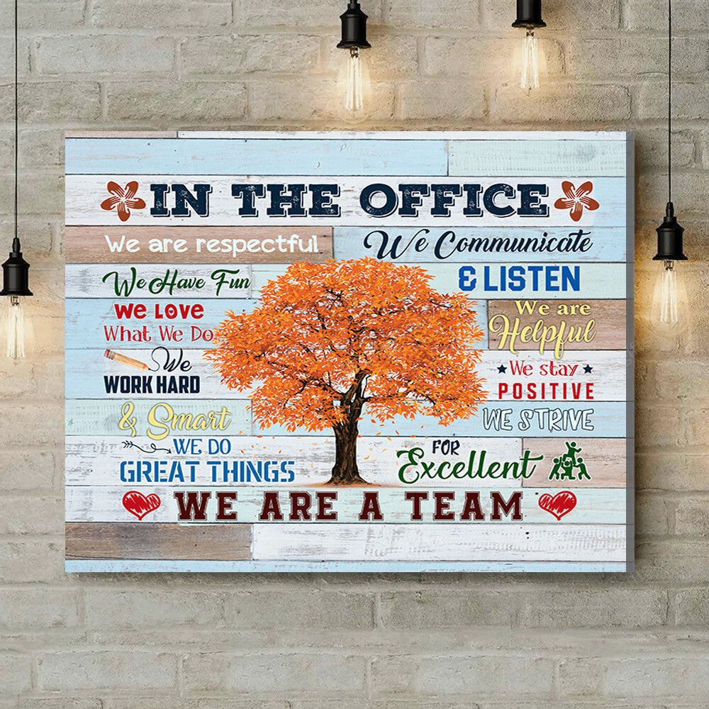 Office Sign, Office Desk Decor, Office Space Sign, Coworker Gift In This Office We Do Great Things We Are A Team Canvas Print Office Decor