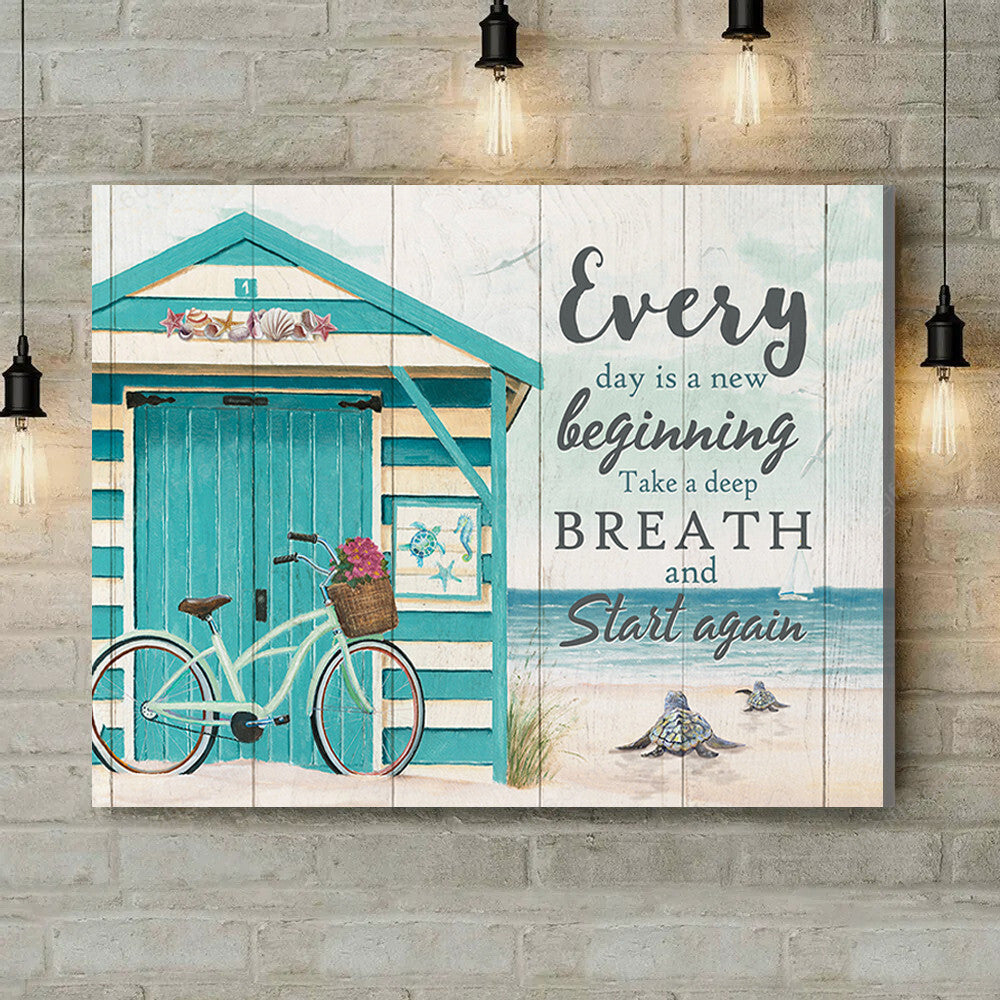 Inspirational & Motivational Housewarming Gift Everyday Is Turtle Canvas Print Coastal Decor