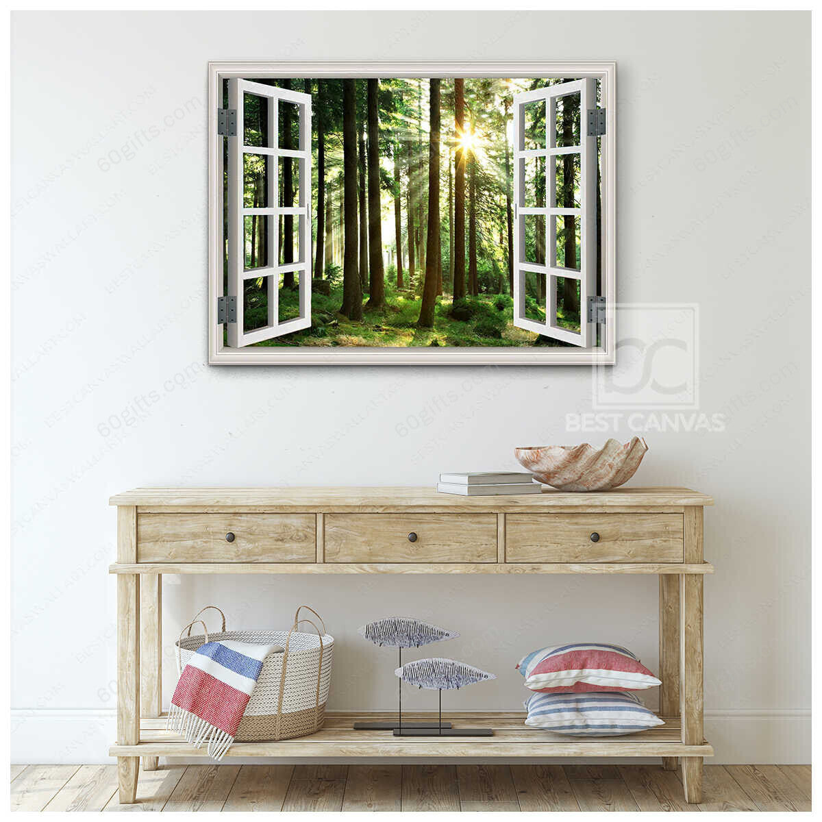 Housewarming Gifts Gorgeous Forest Through Window Canvas Print Frames