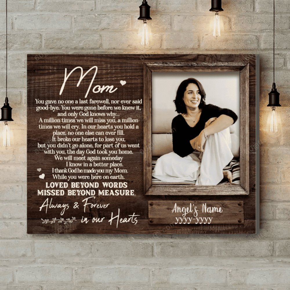 Customized Name And Photo Gift For Angel Mom Personalized Canvas Print Frames