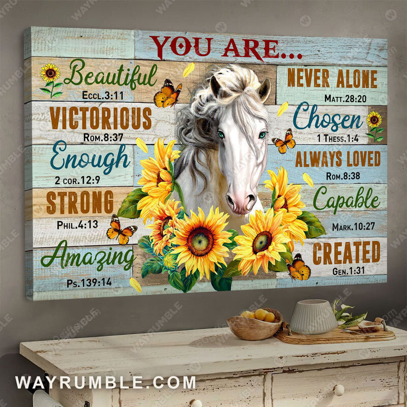 Inspirational & Motivational Housewarming Gift You are victorious Sunflower Horse Canvas Print Farmhouse Decor