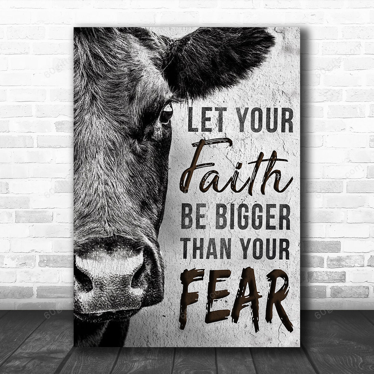 Inspirational & Motivational Housewarming Gift Let Your Faith Cow Canvas Print Farmhouse Decor