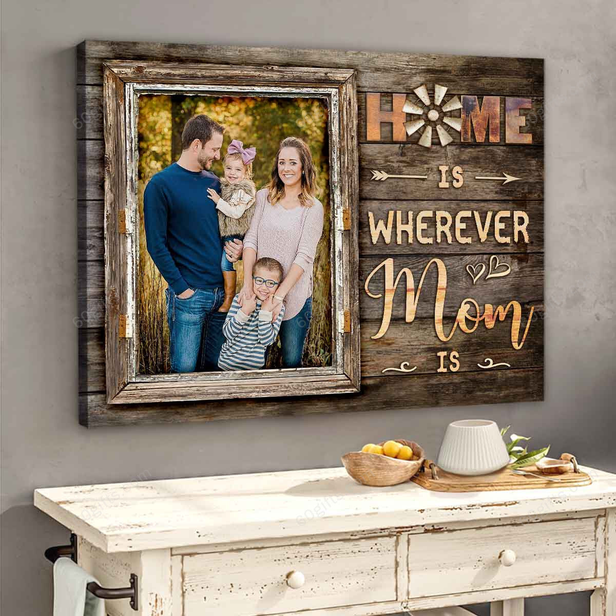 Customized Photo Mother's Day Gift Home Is Wherever Mom Is Personalized Canvas Print Frames