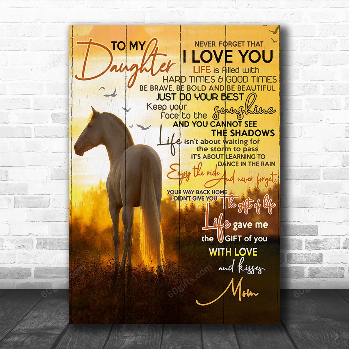 Inspirational & Motivational Housewarming Gift To My Daughter You Are My Sunshine Horse Canvas Print Farmhouse Decor