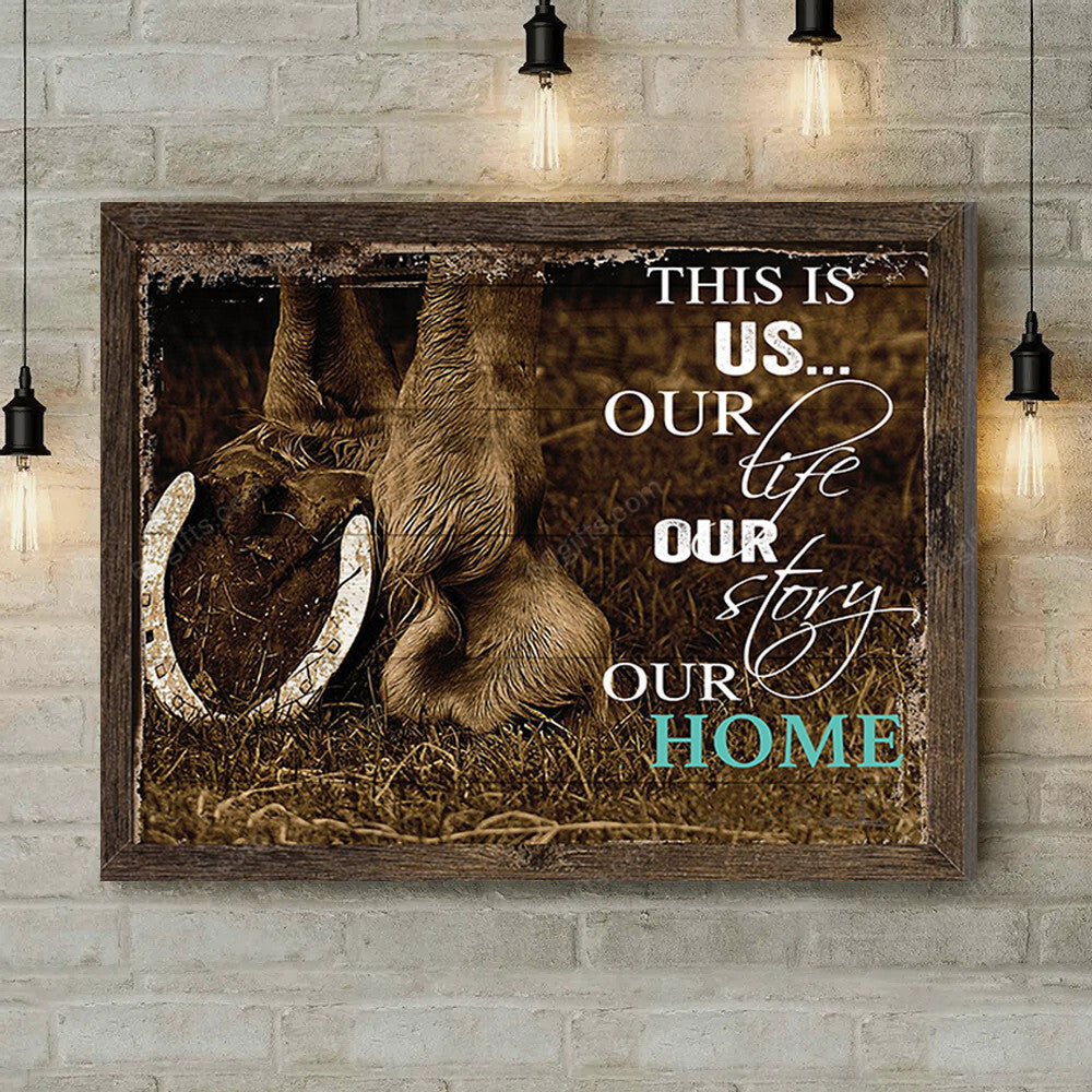 Inspirational & Motivational Housewarming Gift Our Home Horse Canvas Print Farmhouse Decor