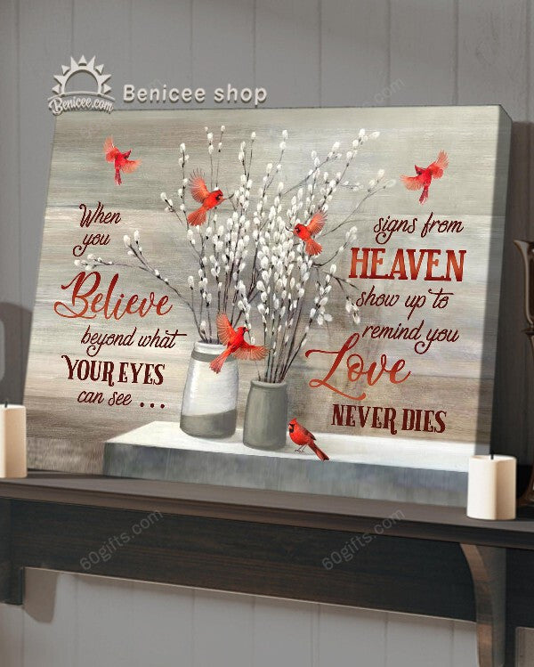 Housewarming Gifts When You Believe Sympathy Gift Cardinal Floral Decor Canvas Print
