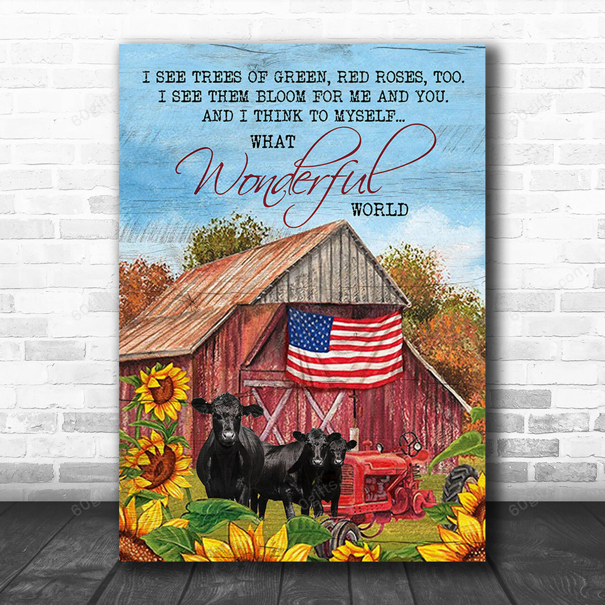 Inspirational & Motivational Housewarming Gift I See Trees Of Green Black Angus Cow Canvas Print Farmhouse Decor
