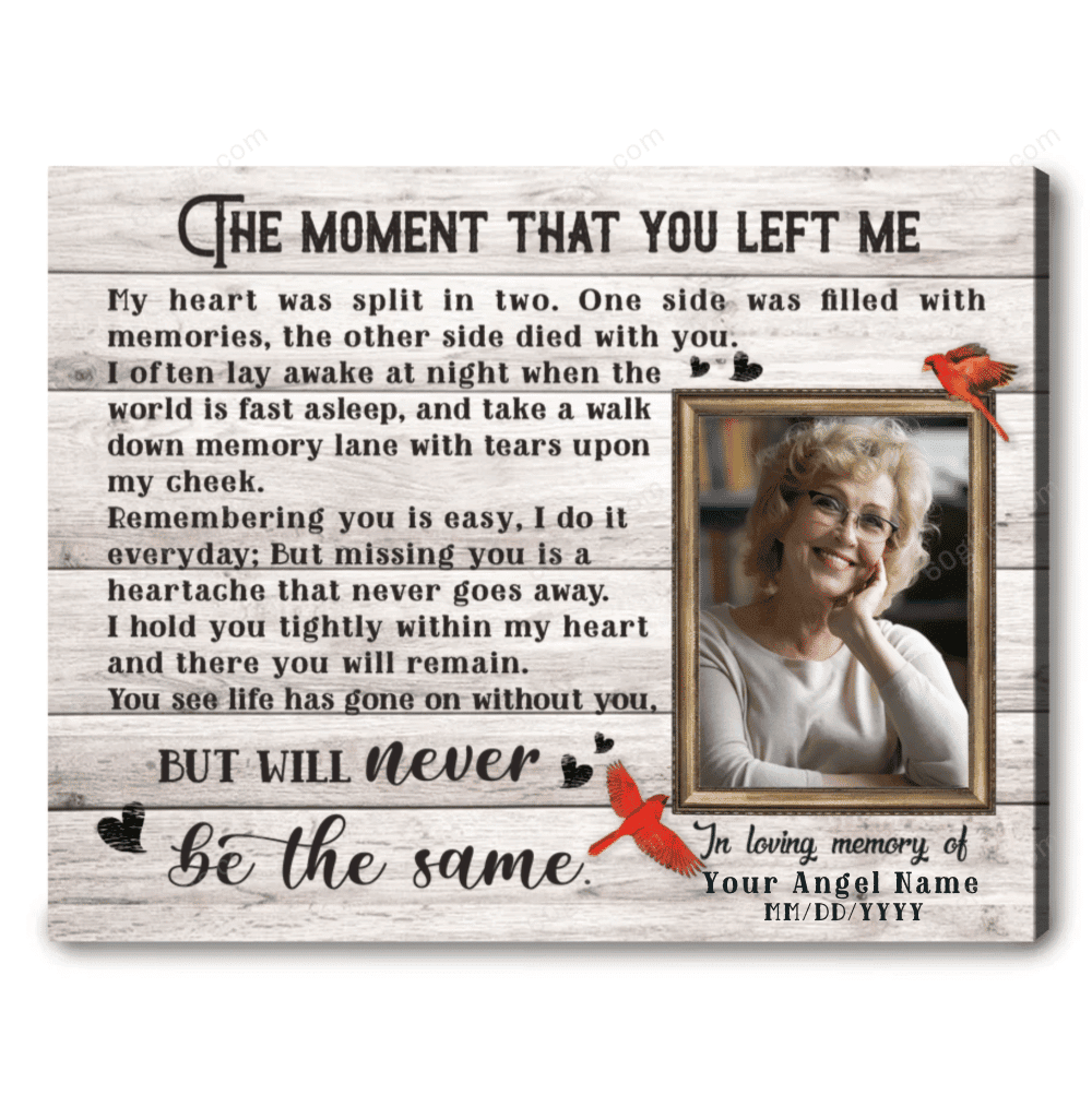 Personalized Photo Housewarming Gifts The Moment Customized Memorial Decor Cardinal Canvas Print
