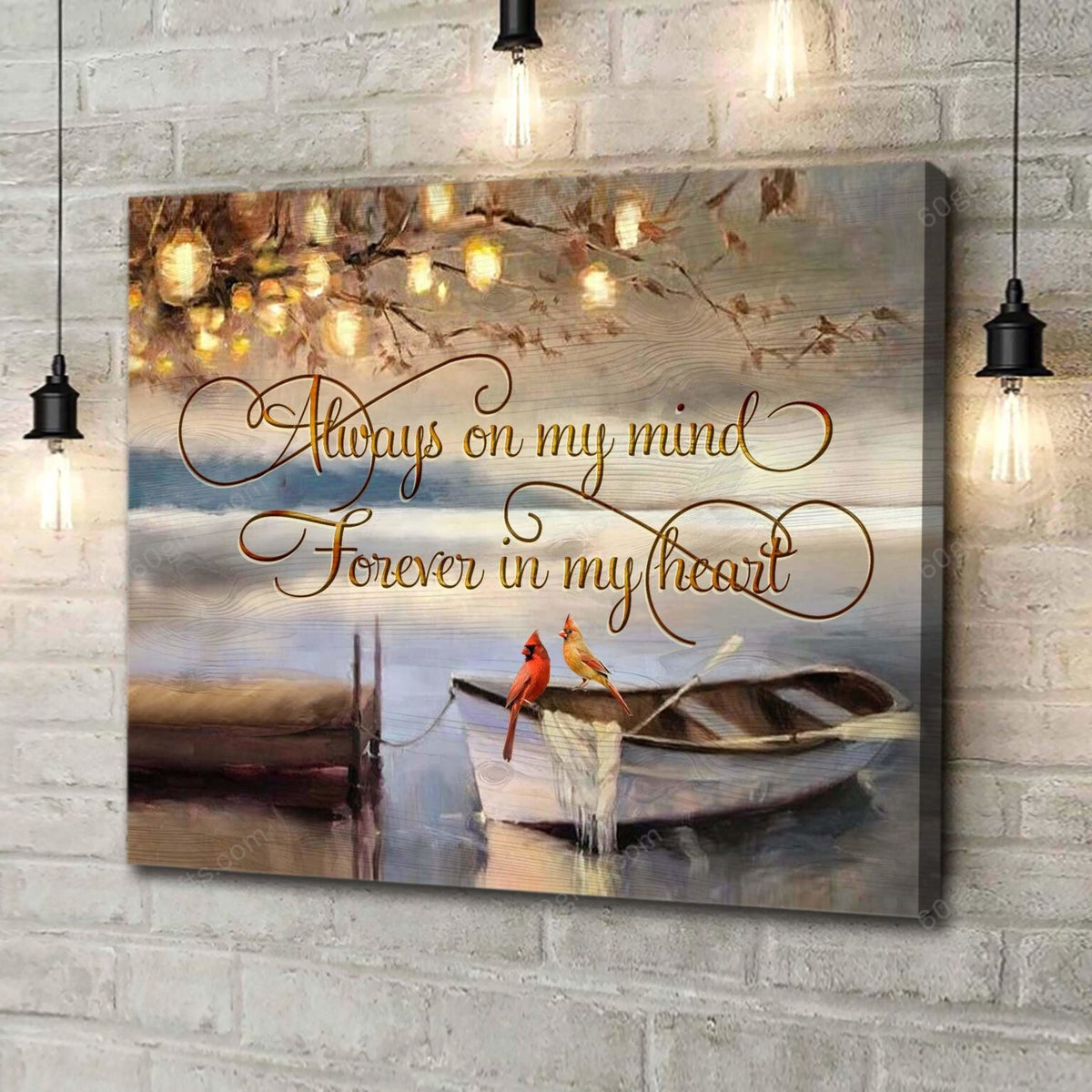 Personalized Name Housewarming Gifts Always On My Mind Customized Memorial Decor Cardinal Canvas Print