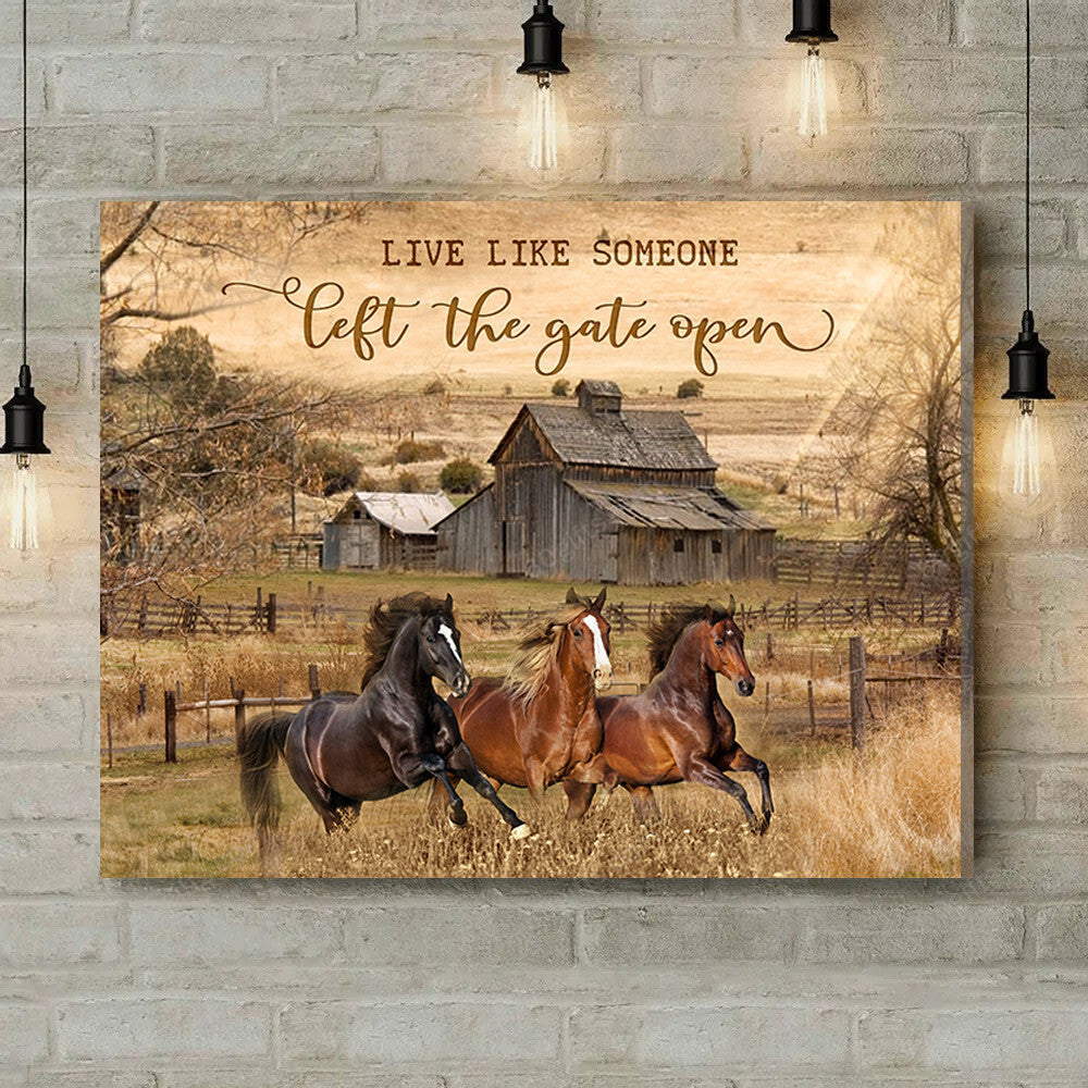 Inspirational & Motivational Housewarming Gift The Gate Open Horse Canvas Print Farmhouse Decor