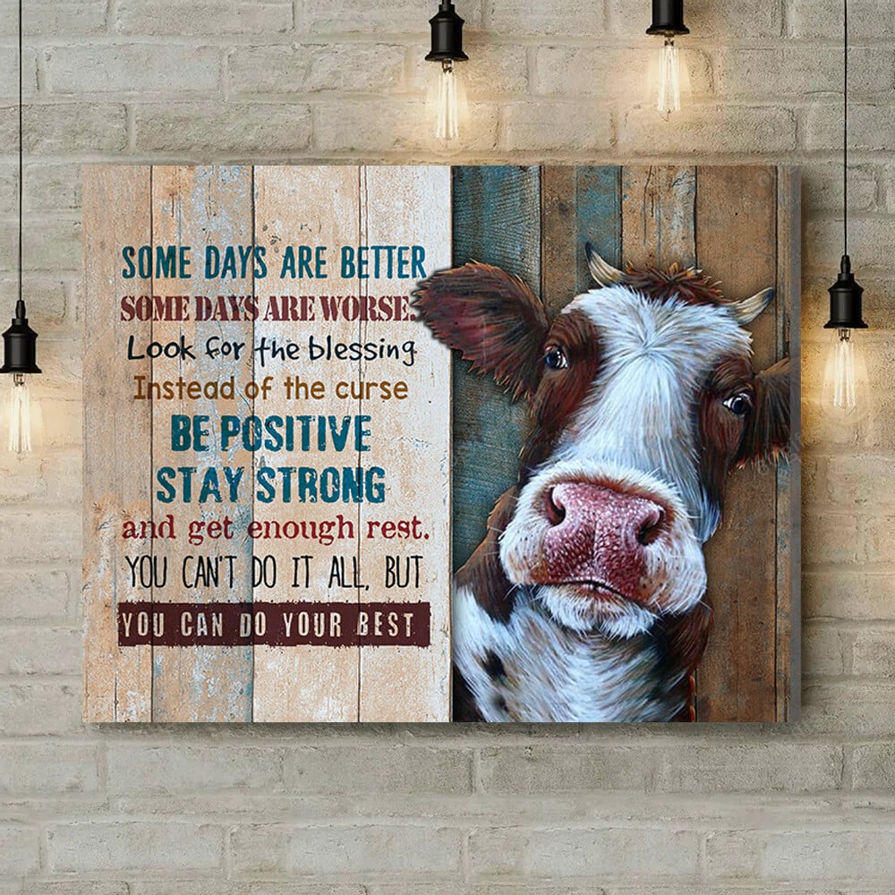 Inspirational & Motivational Housewarming Gift You Can Do Your Best Cow Canvas Print Farmhouse Decor