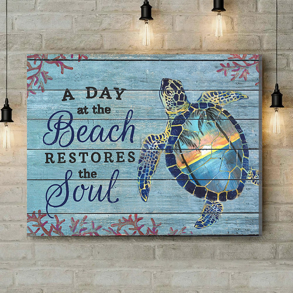 Inspirational & Motivational Housewarming Gift A Day Turtle Canvas Print Coastal Decor