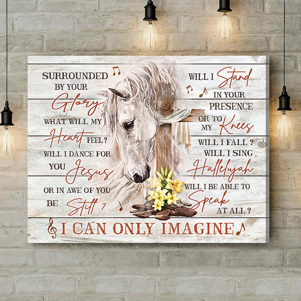 Inspirational & Motivational Housewarming Gift I Can Only Imagine Cross Horse Canvas Print Farmhouse Decor