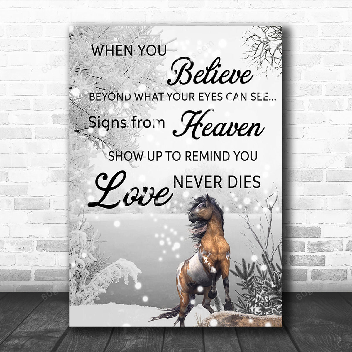 Inspirational & Motivational Housewarming Gift Love Never Dies Horse Canvas Print Farmhouse Decor