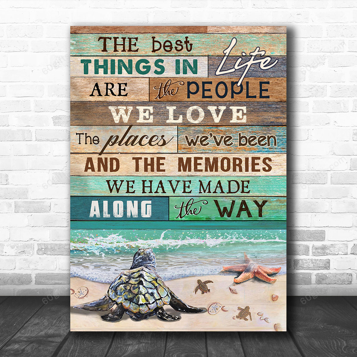 Inspirational & Motivational Housewarming Gift The Best Things In Life Turtle Canvas Print Coastal Decor