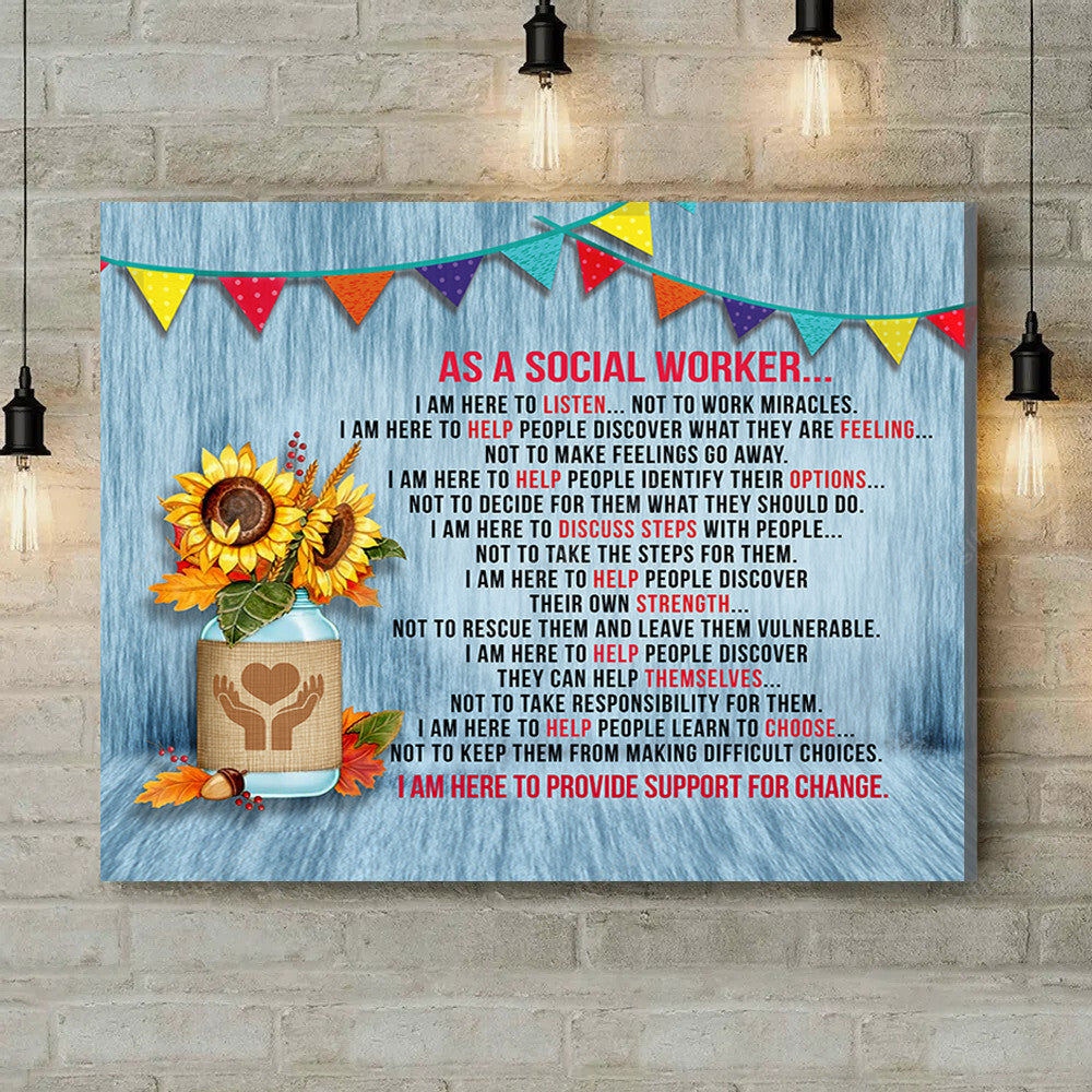 Office Sign, Office Desk Decor, Office Space Sign, Coworker Gift As A Social Worker Canvas Print Office Decor