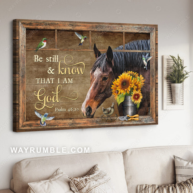 Inspirational & Motivational Housewarming Gift Be Still & Know Horse Canvas Print Farmhouse Decor