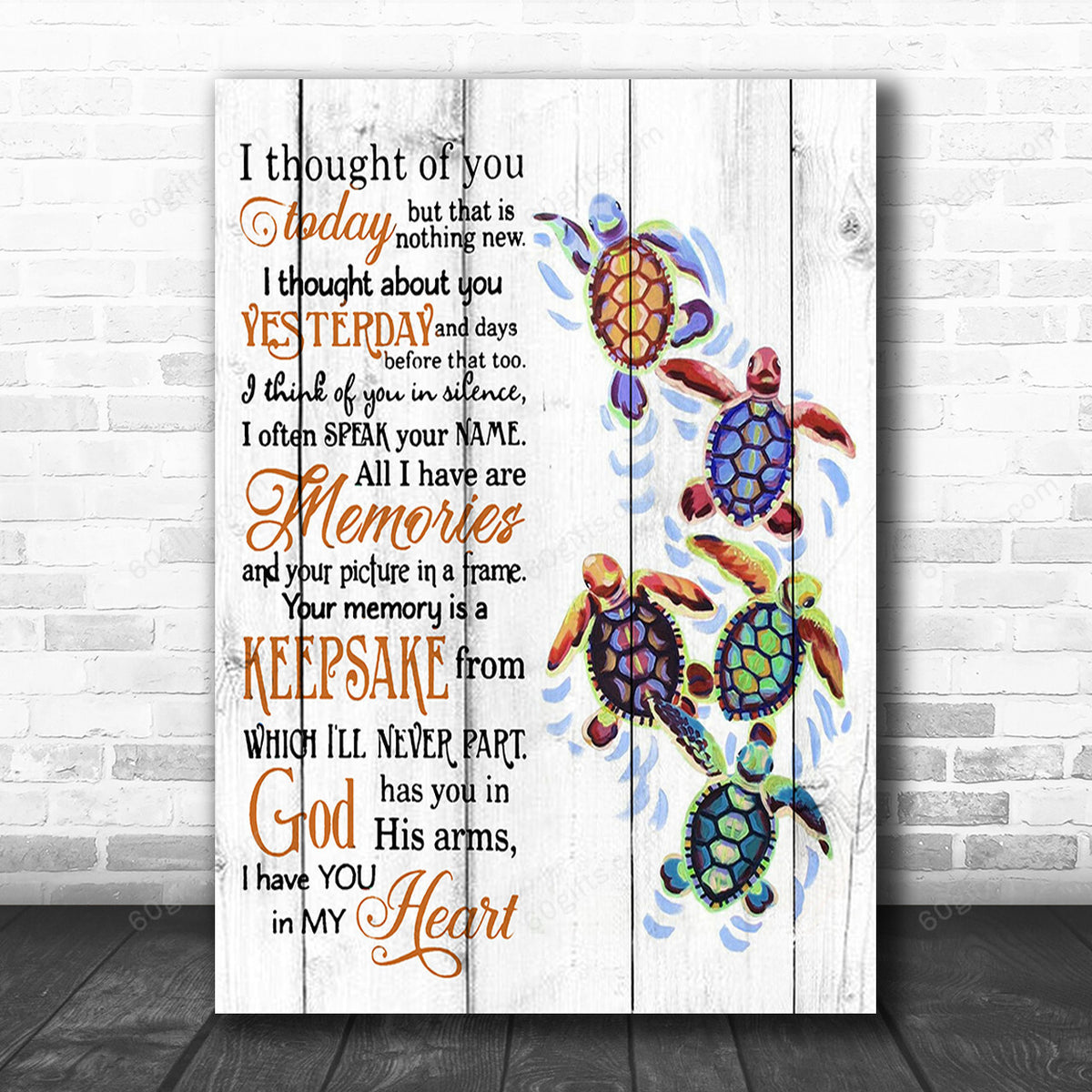 Inspirational & Motivational Housewarming Gift I Thought Of You Turtle Canvas Print Coastal Decor