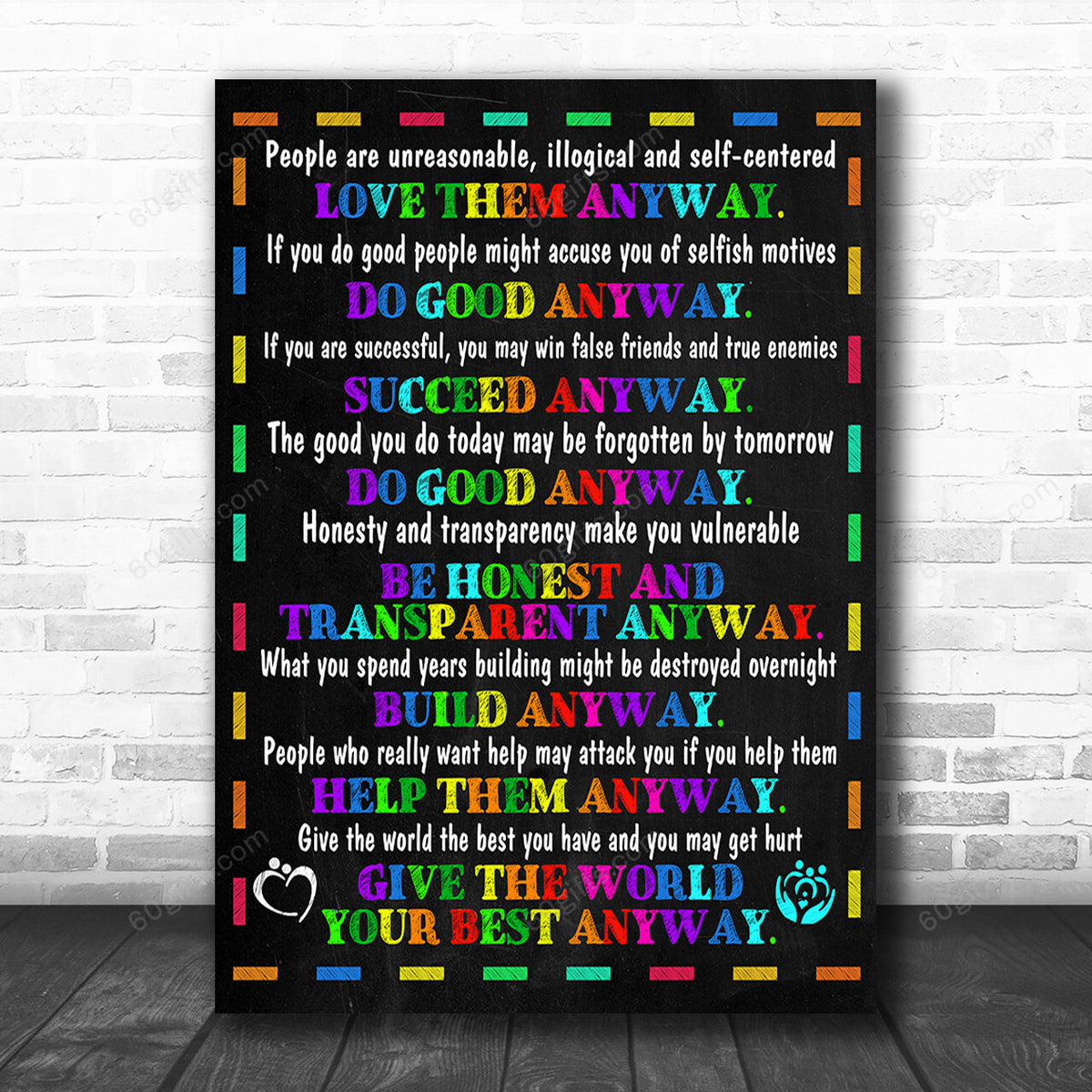 Office Sign, Office Desk Decor, Office Space Sign, Coworker Gift Social Worker Give The World Your Best Anyway Canvas Print Office Decor