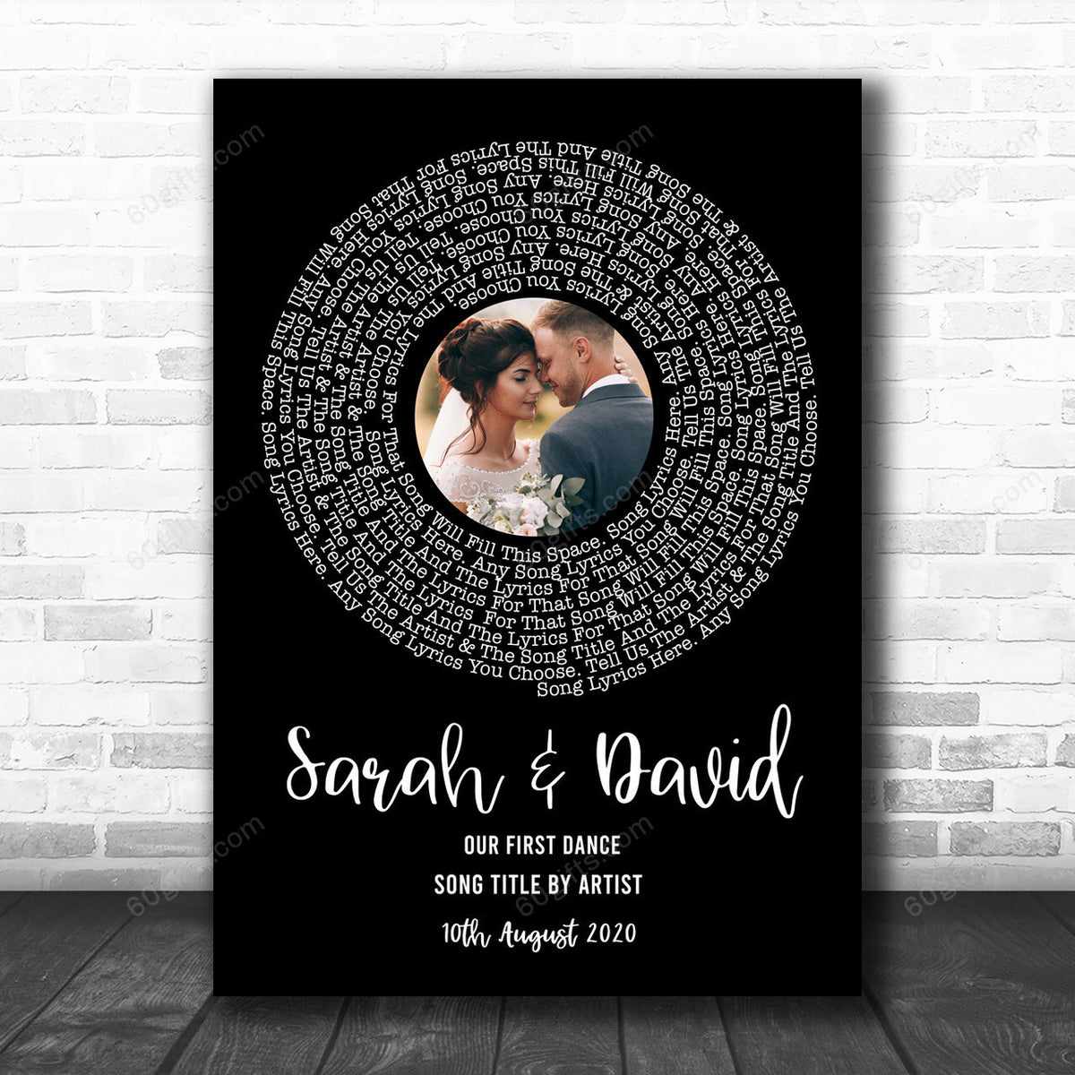 Customized Anniversary Gifts Black Vinyl Record Wedding First Dance Photo Any Song Lyric Art Print Personalized Canvas Print Frames