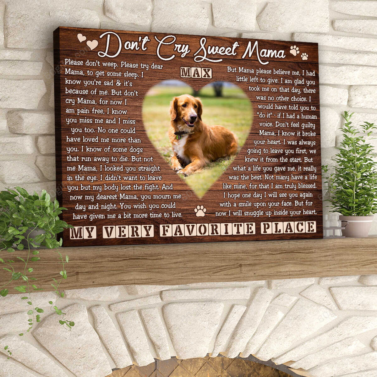 Personalized Photo And Name Housewarming Gifts Dog Memorial Decor Sweet Mama Pet Lovers Customized Canvas Print Frames