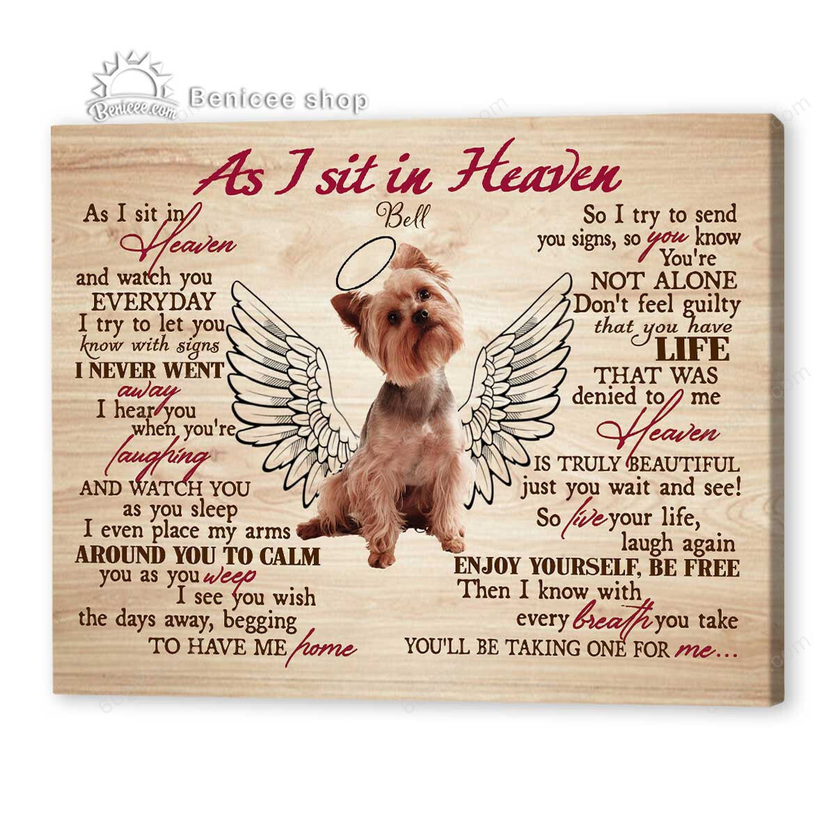 Personalized Photo And Name Housewarming Gifts Dog Memorial Decor As I Sit In Heaven Pet Lovers Customized Canvas Print