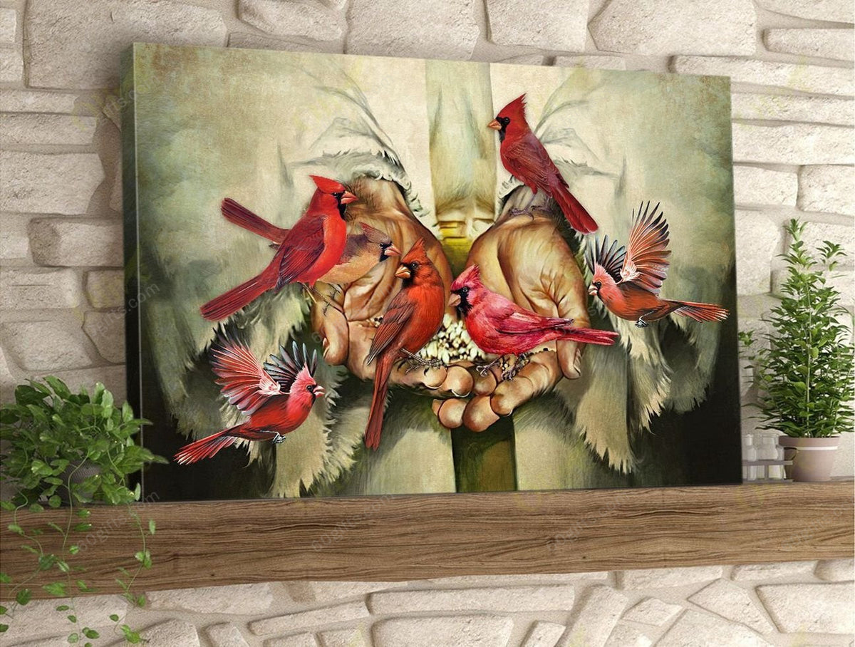 Housewarming Gifts Christian Decor Cardinal In God's Hands Canvas Print Frames