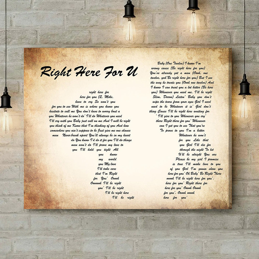 112 Right Here For U Man Lady Couple Song Lyric Art Print Canvas Print Frames