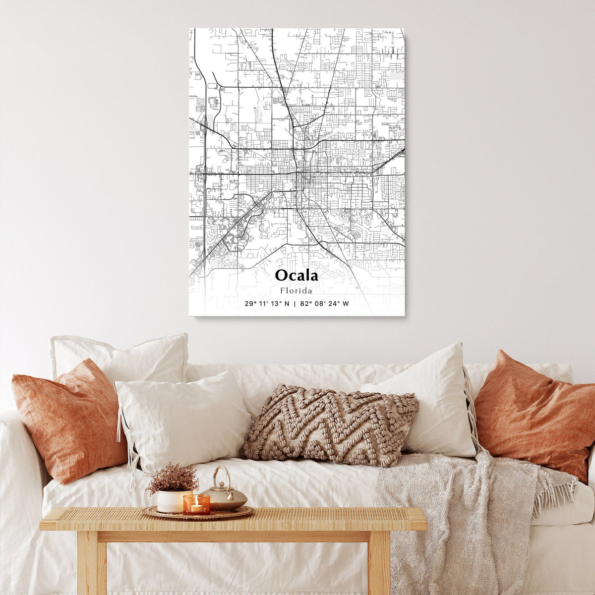 Ocala City Map Print, Ocala Florida Map Poster, USA City Street Map, Map of Ocala, Modern City Map, Ocala Print, Anniversary Gift, Wall Art