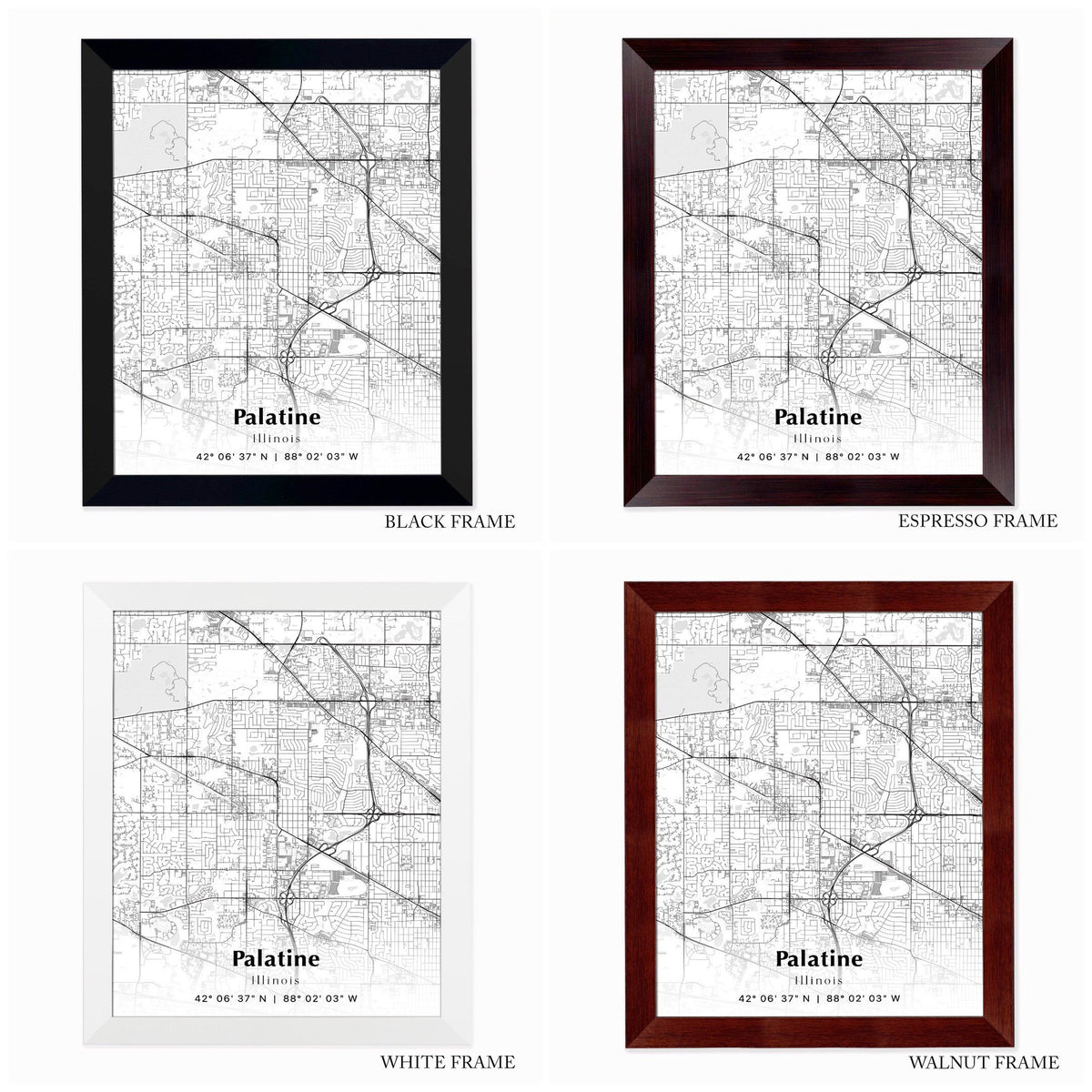 Palatine City Map Print, Palatine Illinois Map Poster, USA City Street Map, Map of Palatine, Modern City Map, Palatine Anniversary Gift