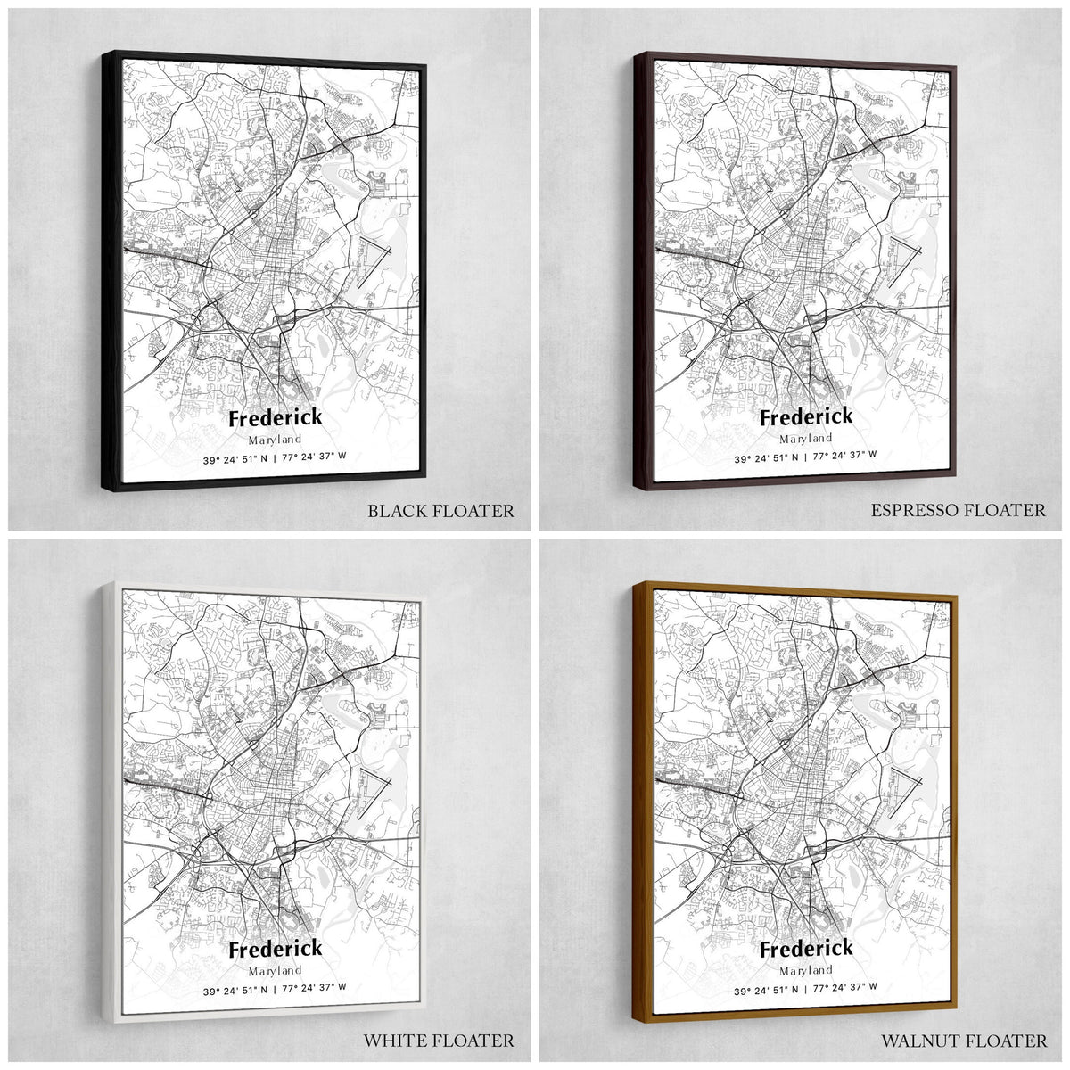 Frederick City Map Print, Frederick Maryland Map Poster, USA City Street Map, Map of Frederick, Modern City Map, Frederick Anniversary Gift