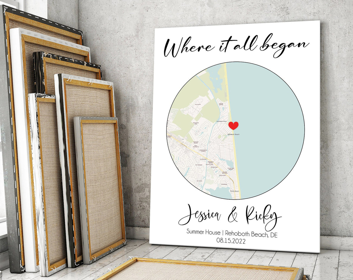 Couple Gift Map, Valentines Day Gift Map, Any Location Map Print, Custom Map, Wedding Gift, Boyfriend Gift, First Date Map Location Print