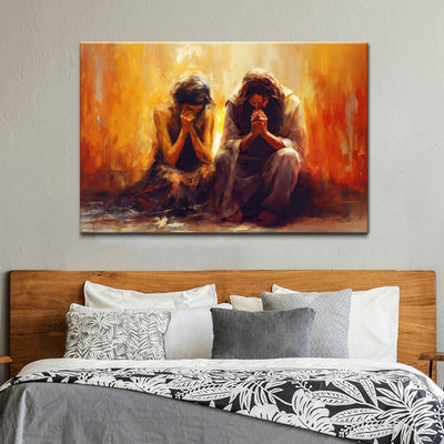 Women and Jesus Praying Wall Art Canvas Print