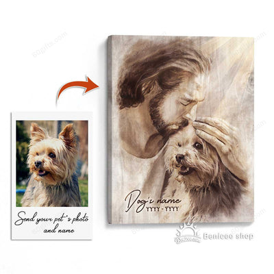 Personalized Photo And Name Housewarming Gifts Dog Memorial Decor Jesus God Pet Lovers Customized Canvas Print