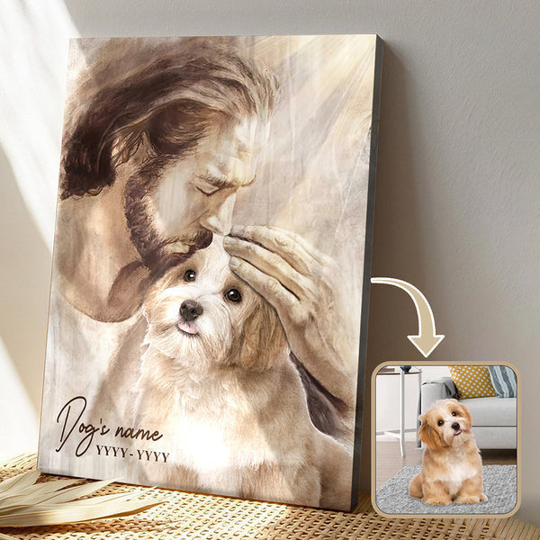Personalized Photo And Name Housewarming Gifts Dog Memorial Decor Jesus God Pet Lovers Customized Canvas Print