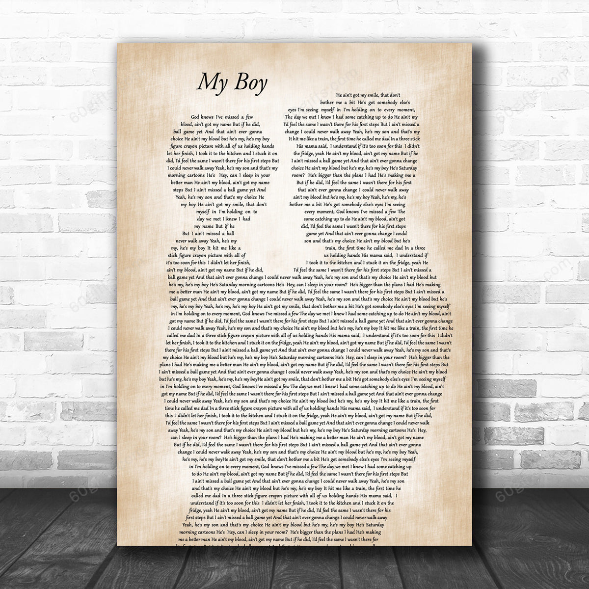 Elvie Shane My Boy Father & Child Decorative Art Gift Song Lyric Print Canvas Print Frames