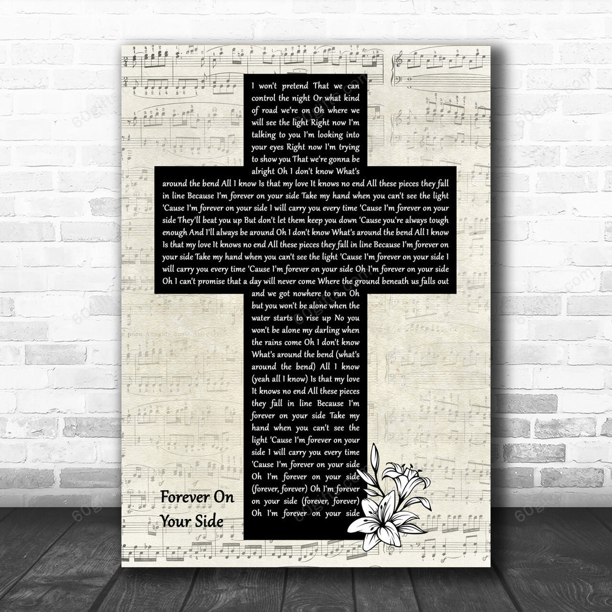 NEEDTOBREATHE Forever On Your Side Music Script Christian Memorial Cross Song Lyric Art Print Canvas Print Frames