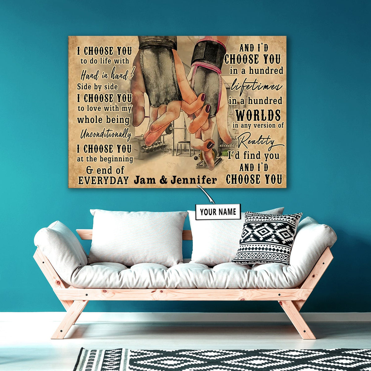 Personalized Home Gym Decor Couple Lovers Canvas Print Frames Canvas Print Frames Painting