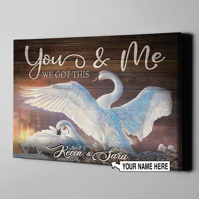 Personalized Trumpeter Swan Couple Lovers Canvas Print Frames Canvas Print Frames Painting