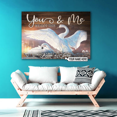 Personalized Trumpeter Swan Couple Lovers Canvas Print Frames Canvas Print Frames Painting