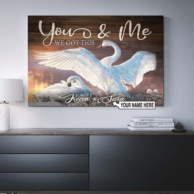 Personalized Trumpeter Swan Couple Lovers Canvas Print Frames Canvas Print Frames Painting